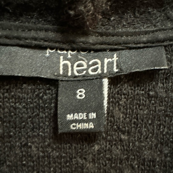 LF Paper Heart Women's Mixed Media Sweater Cardigan with Faux Leather Sleeves - Picture 3 of 5